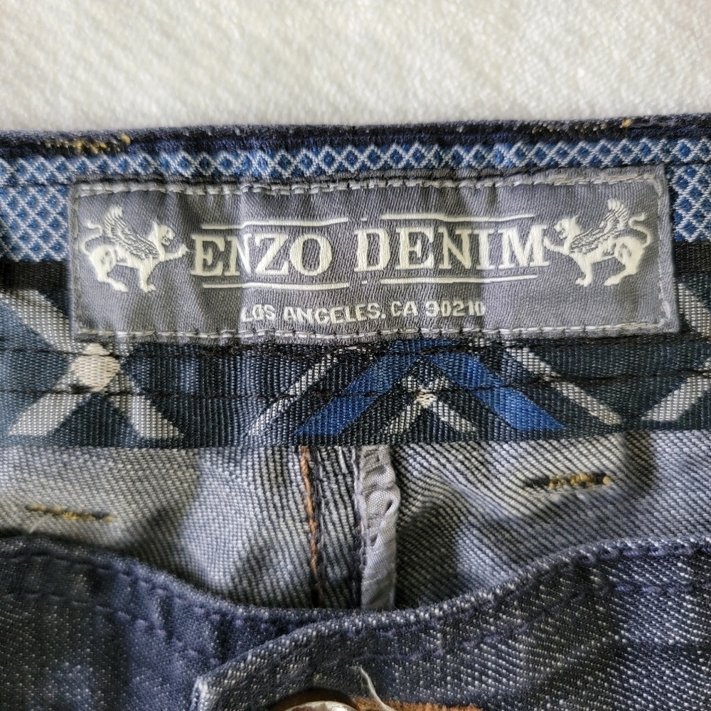 ENZO Denim Mens Premium Denim Jeans Cropped Streetwear Medium Wash Size 36 X 24 - Picture 8 of 14